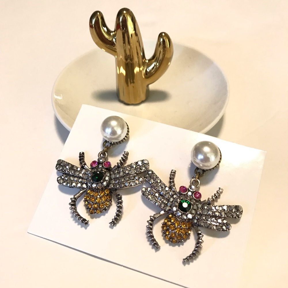 H&M Earrings Statement Cocktail NWT Faux Pearl - Picture 5 of 8
